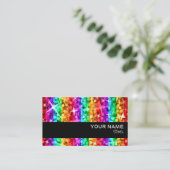 Glitz Rainbow Stripe business card black stripe Visitenkarte (Stehend Vorderseite)
