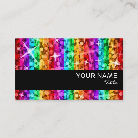 Glitz Rainbow Stripe  business card black stripe Visitenkarte (Vorderseite)