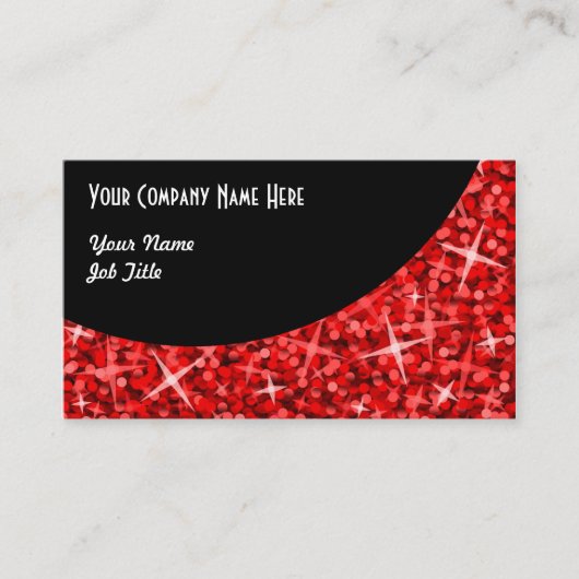 Glitz Red Black Curve Visitenkartenvorlage Visitenkarte (Vorderseite)