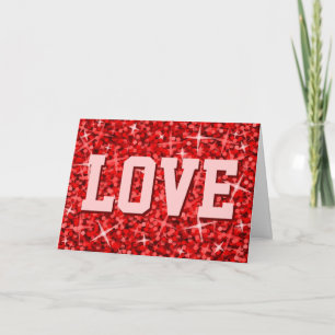 Glitz Red 'LIEBE' 'Ihr Text' Grüße Karte