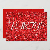 Glitz Red 'Party' Einladung Weihnachten (Vorne/Hinten)