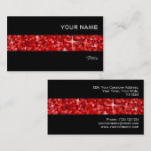 Glitz Red Stripe Visitenkarte schwarz (Vorne/Hinten)