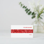 Glitz Red Stripe Visitenkarte weiß (Stehend Vorderseite)