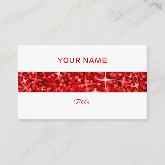 Glitz Red Stripe Visitenkarte weiß hinten (Vorderseite)