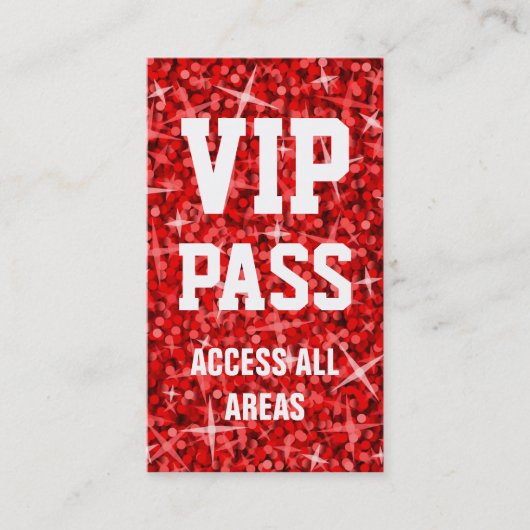 Glitz Red 'VIP PASS' Visitenkarte (Vorderseite)