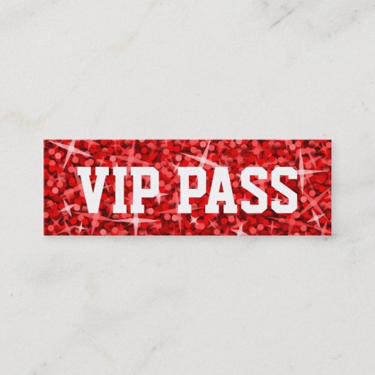 Glitz Red 'VIP PASS' Visitenkartenmagazin Mini Visitenkarte (Vorderseite)