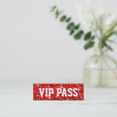 Glitz Red 'VIP PASS' Visitenkartenmagazin Mini Visitenkarte (Stehend Vorderseite)