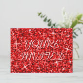 Glitz Red 'You're Invited' Einladung rosa Text (Stehend Vorderseite)