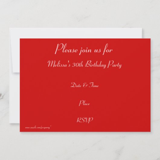 Glitz Red 'You're Invited' Einladung rosa Text (Rückseite)