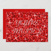 Glitz Red 'You're Invited' Einladung rosa Text (Vorne/Hinten)