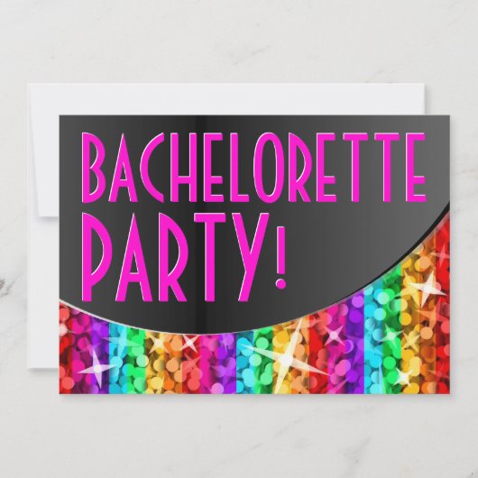 Glitz-Regenbogen-Streifenkurve 'Bachelorette Party Einladung (Vorderseite)