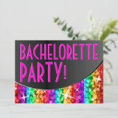 Glitz-Regenbogen-Streifenkurve 'Bachelorette Party Einladung (Stehend Vorderseite)