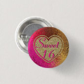 Glitz-Rosa u. Goldbonbon 16 Button (Vorne & Hinten)
