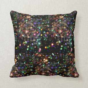 Glitz Schwarzer Glitzer Holo Rainbow Throw Kissen