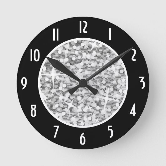 Glitz "Silver" Black 'Numbers' Uhr rund (Vorderseite)