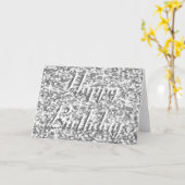 Glitz "Silver" "Happy Birthday" Kartenband Karte (Gelbe Blume)