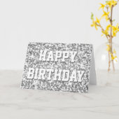 Glitz "Silver" "Happy Birthday" Kartenvordertext Karte (Gelbe Blume)