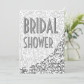 Glitz "Silver"-Kurve "Brautparty"-Einladung Einladung (Stehend Vorderseite)