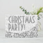 Glitz "Silver"-Kurve "Christmas Party" Einladung (Stehend Vorderseite)