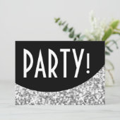 Glitz "Silver" schwarze Kurve 'Party' Einladung! Einladung (Stehend Vorderseite)