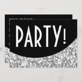 Glitz "Silver" schwarze Kurve 'Party' Einladung! Einladung (Vorne/Hinten)