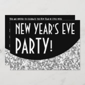 Glitz "Silver" schwarze Kurve 'Silvesterabend Part Einladung (Vorne/Hinten)