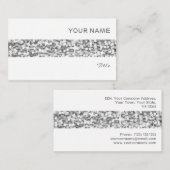 Glitz "Silver" Stripe Visitenkarte weiß (Vorne/Hinten)