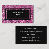 Glitz Tiles Hot Pink 1 schwarzes Rechteck Visitenkarte (Vorne/Hinten)