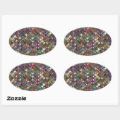 Glitz Tiles Oval Ovaler Aufkleber (Blatt)
