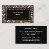 Glitz Tiles Schwarzes Rechteck in mehrfarbigen Far Visitenkarte (Vorne/Hinten)