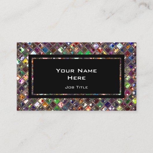 Glitz Tiles Schwarzes Rechteck in mehrfarbigen Far Visitenkarte (Vorderseite)