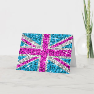 Glitz UK Pink "Your Text" Grüße Karte