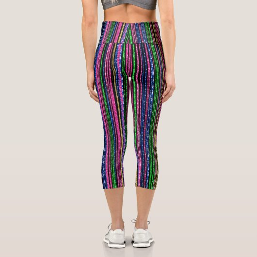 Glitz und Glam Funkelnd Streifen Capri Leggings (Rückseite)