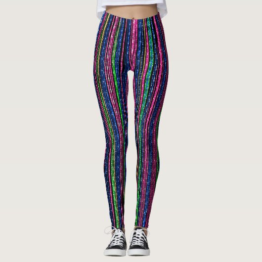 Glitz und Glam Funkelnd Streifen Leggings (Vorderseite)