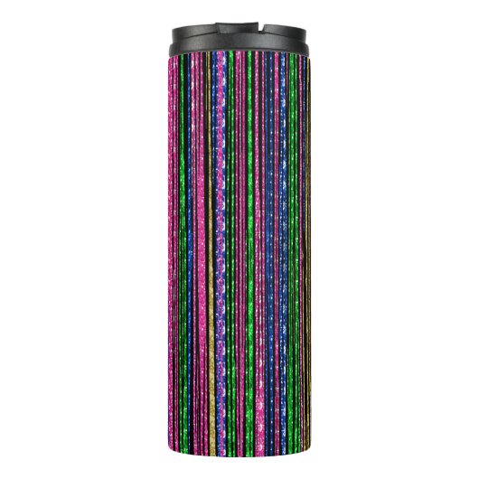 Glitz und Glam Funkelnd Streifen Thermosbecher (Rückseite)