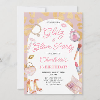 Glitz und Glam Party Geburtstagsfeier Einladung