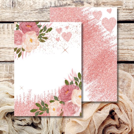 Glitz und Glam rosa Rose Gold-Sparklopfen Einladung