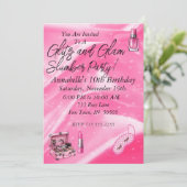 Glitz- und Glam-Slumber-Party Einladung (Stehend Vorderseite)