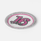 Glitz und Glam Sweet 16 Partyware Pappteller (Schrägansicht)