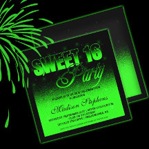 Glitz und Glamour Black and Neon Green Sweet 16