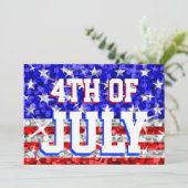 Glitz USA Party Einladung '4. Juli' (Stehend Vorderseite)