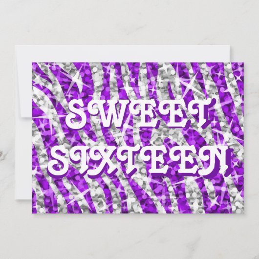 Glitz Zebra Lila Einladung "16 . Geburtstag" (Vorderseite)