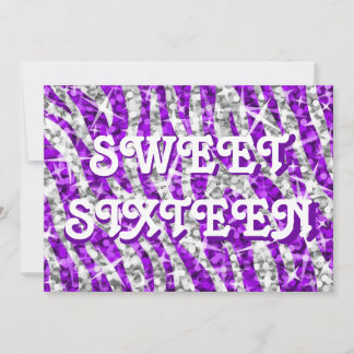 Glitz Zebra Lila Einladung "16 . Geburtstag"