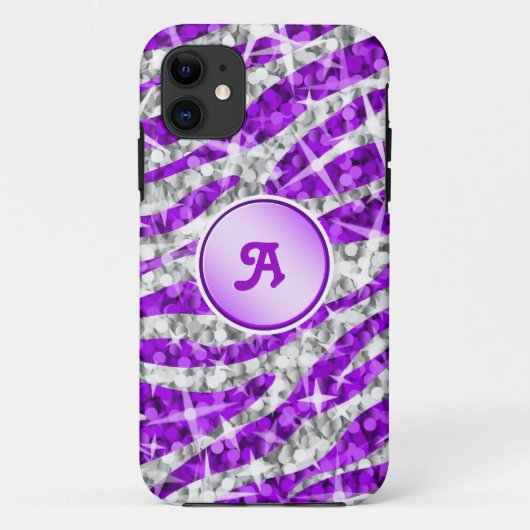 Glitz Zebra Lila monogramm iPhone Gehäuse lila Case-Mate iPhone Hülle (Rückseite)