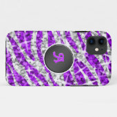 Glitz Zebra Lila monogramm iPhone Gehäuse schwarz Case-Mate iPhone Hülle (Rückseite (Horizontal))