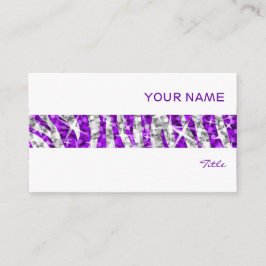 Glitz Zebra Lila Strip Visitenkarte weiß