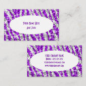 Glitz Zebra Lila White Oval Visitenkarte (Vorne/Hinten)