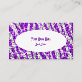 Glitz Zebra Lila White Oval Visitenkarte