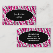Glitz Zebra Pink Black Oval Visitenkarte (Vorne/Hinten)