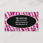 Glitz Zebra Pink Black Oval Visitenkarte (Rückseite)